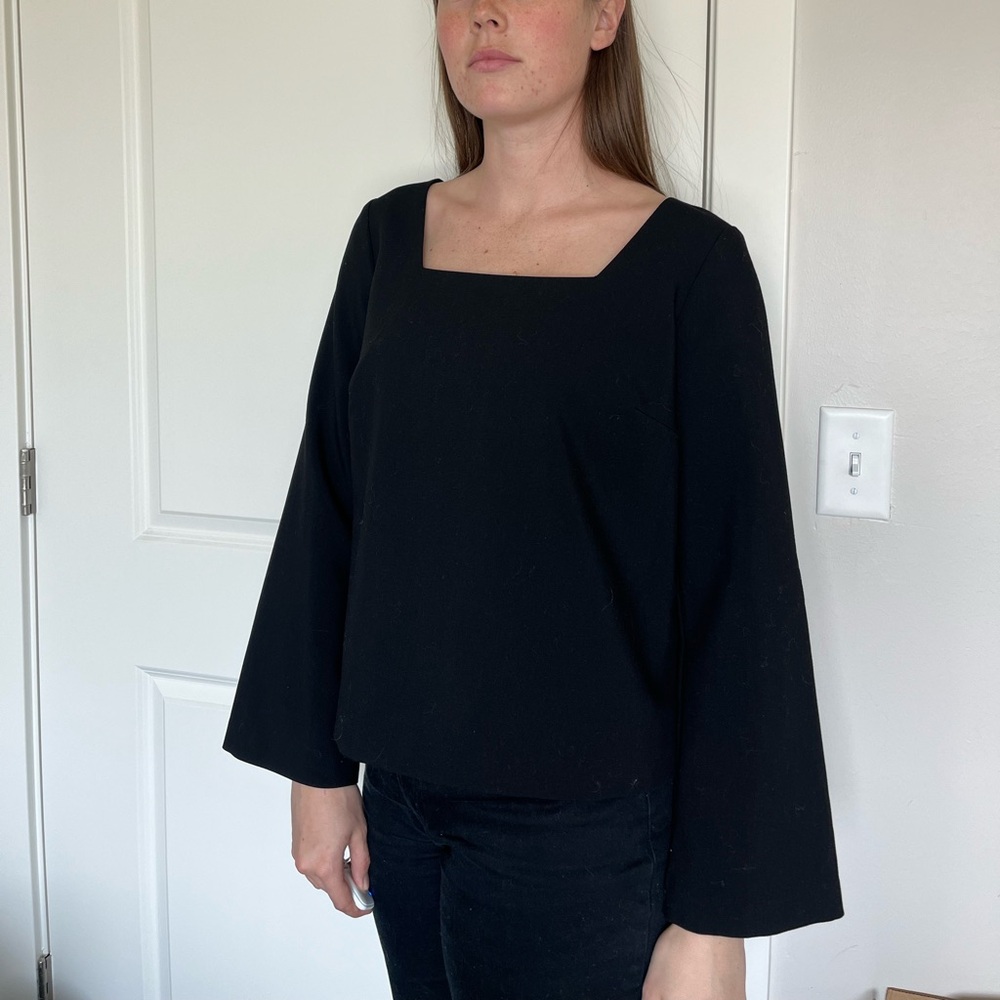 H&M Black Square-Neck Long Sleeve Tunic